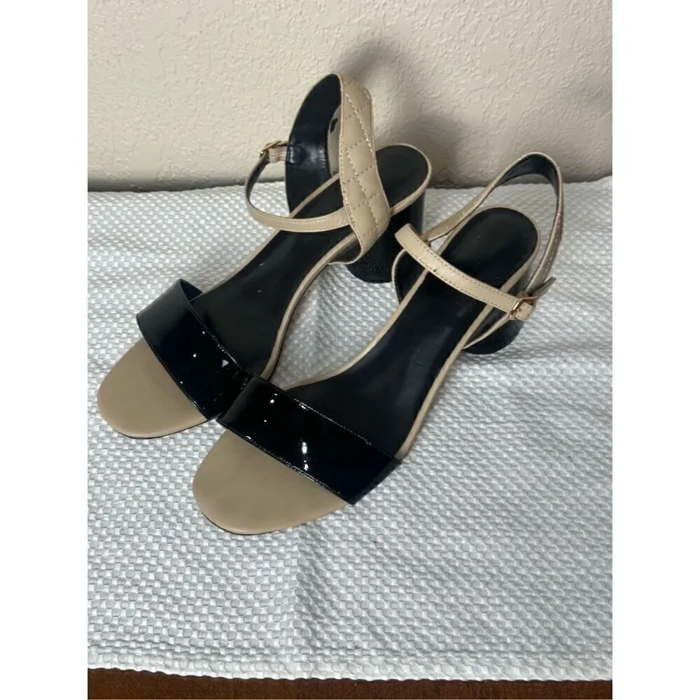 Vaneli heels cream and black patent size 9.5